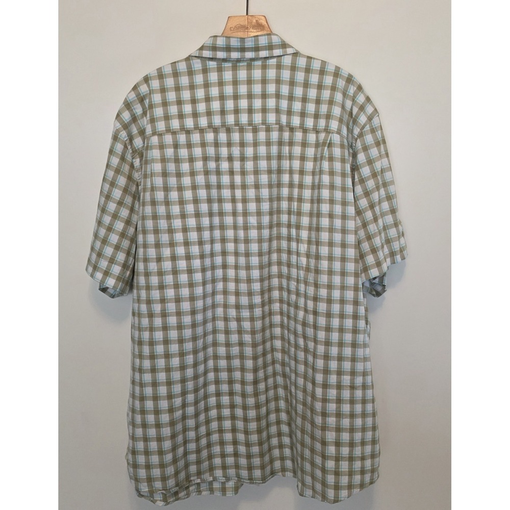 George Plaid Shirt Button Down Olive White Blue Short Sleeves Mens Big‎ Tall 3XL - Picture 4 of 12